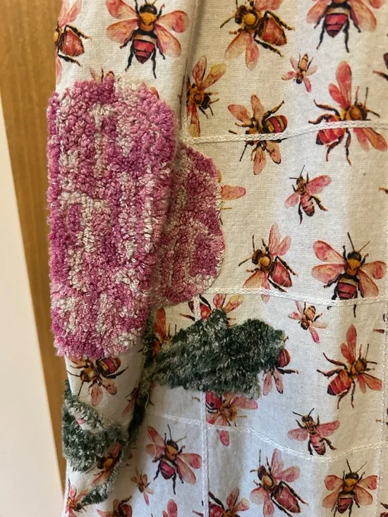 A Rare Bird Floral Patchwork Button-Up Shirt Dress in Pink and Green - Picture 4 of 11